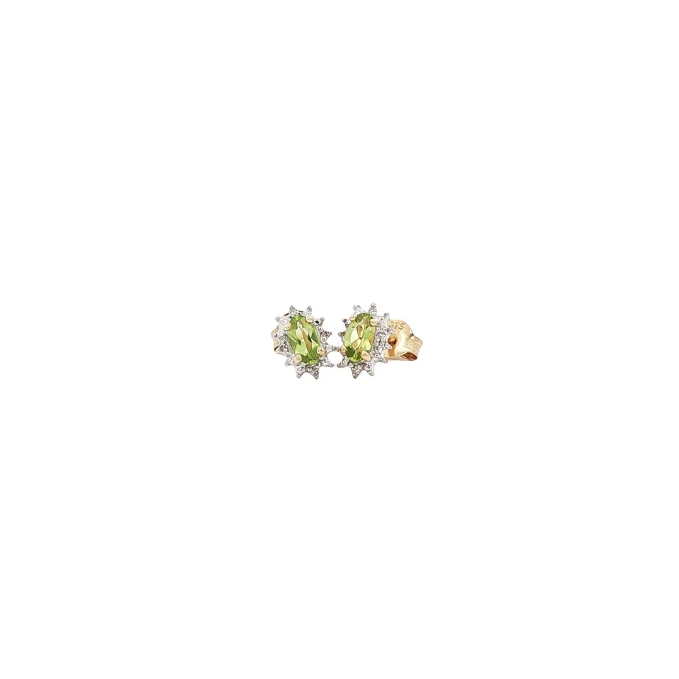 Vintage 9K Gold Earrings with Peridot and Diamond