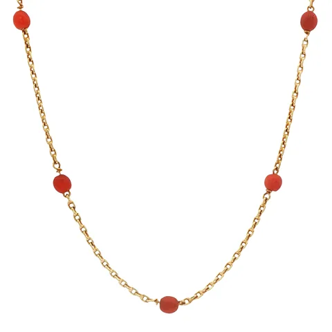 Vintage 14K Gold Anchor Red Coral Necklace