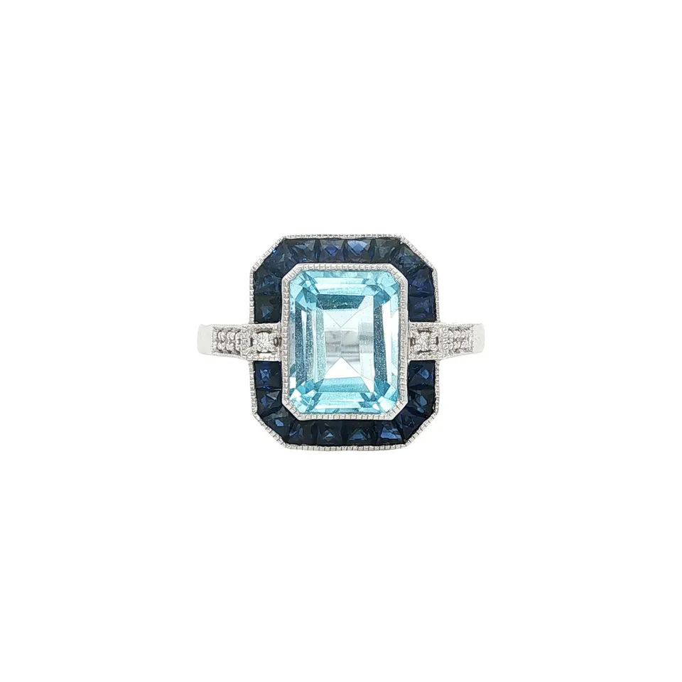 Vintage 14K Gold Ring with Topaz, Sapphire and Diamond
