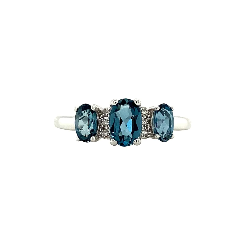 Vintage 14K White Gold Ring with Topaz and Diamond