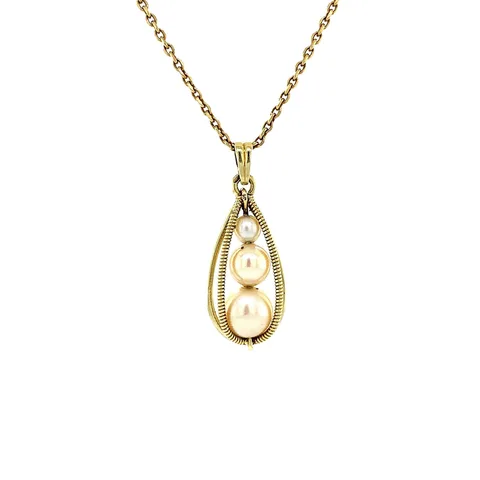 Vintage 14K Gold Pendant with Pearl