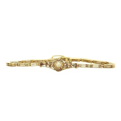 Vintage 14K Gold Bracelet with Pearl