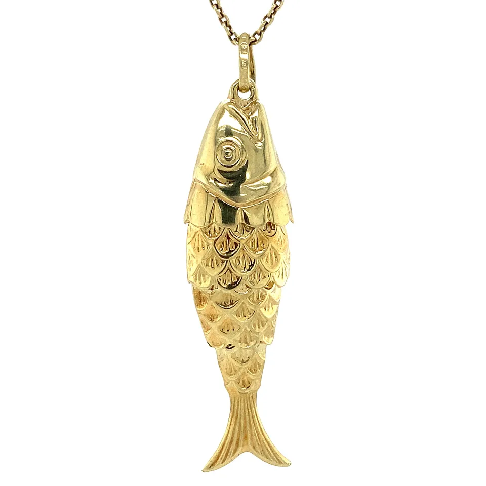 Vintage 14K Gold Pendant Fish