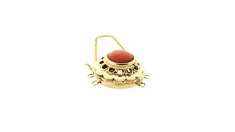 Vintage 14K Gold Decorative Clasp with Red Coral Necklace