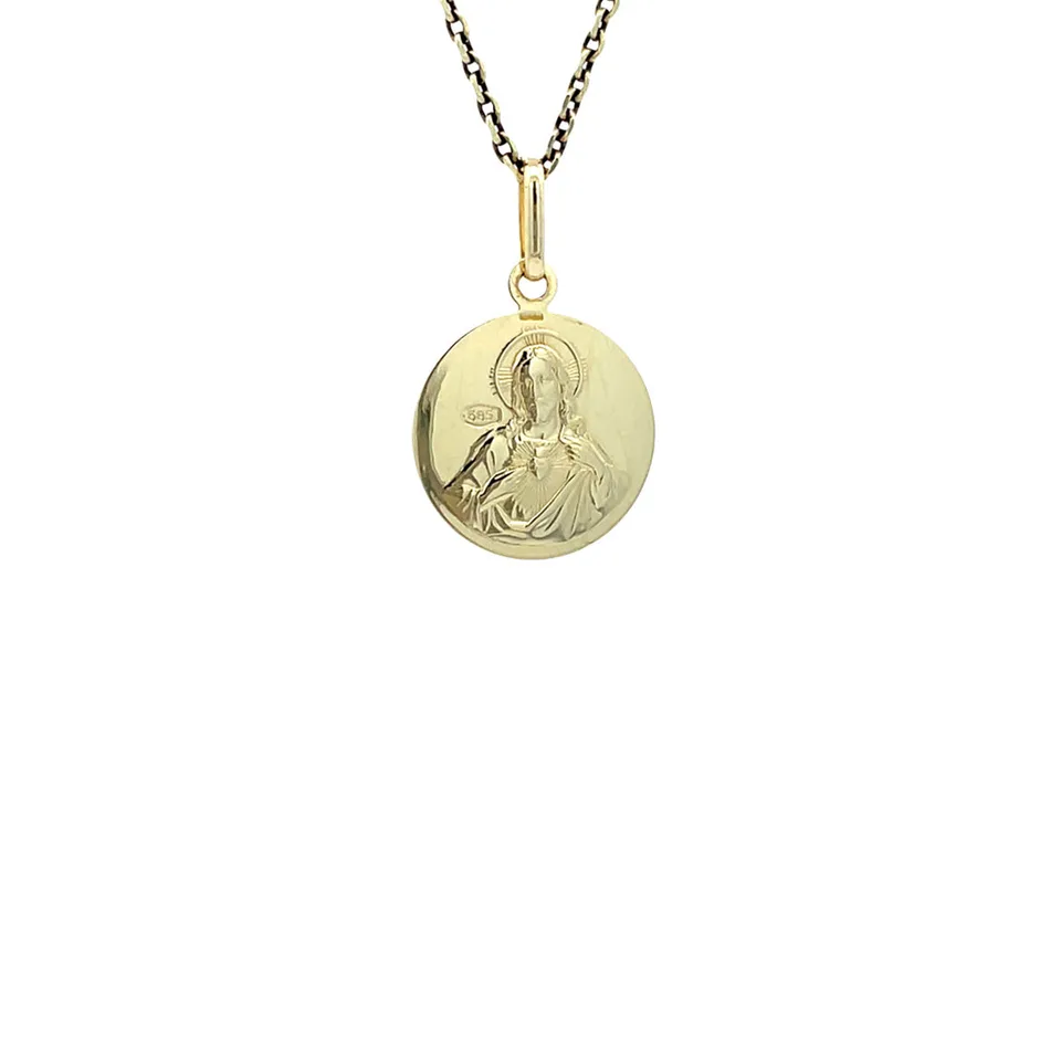 Vintage 14K Gold Coin Pendant with Jesus, Jozef and Mary