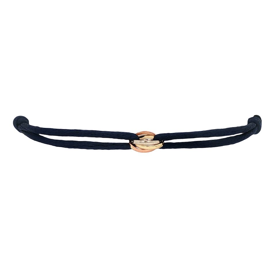 Vintage Satin 14K Gold Bracelet with Trinity Link