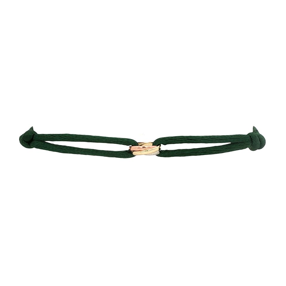Vintage Satin 14K Gold Bracelet with Trinity Link