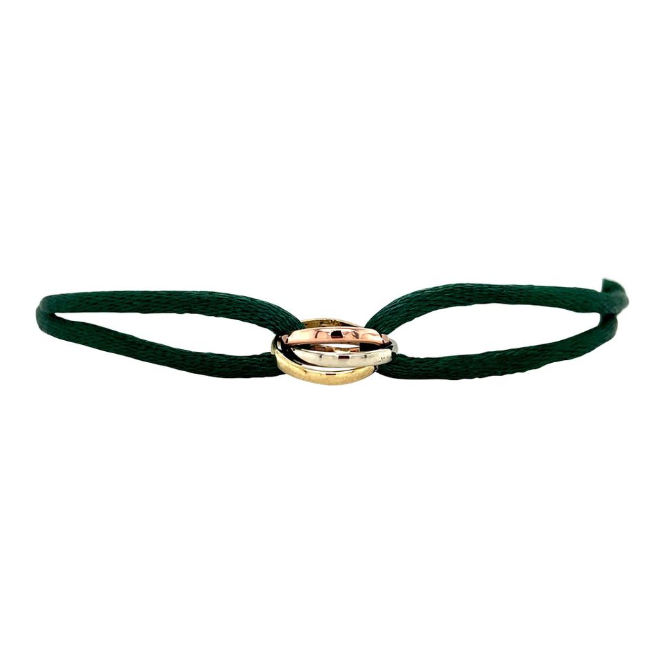 Vintage Satin 14K Gold Bracelet with Trinity Link