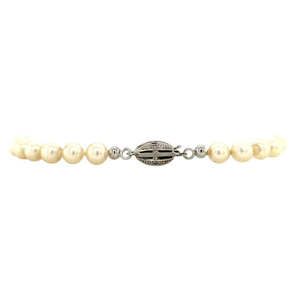 Vintage Pearl Bracelet with 14K White Gold Clasp 20 cm