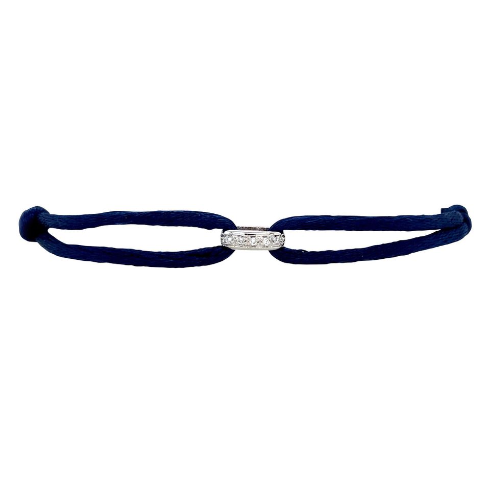 Vintage Satin Bracelet with 14K White Gold Link with Diamond