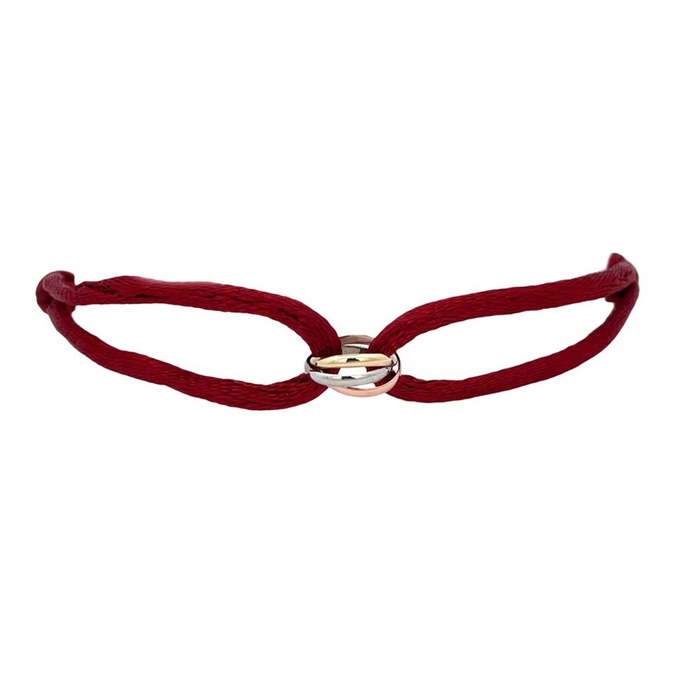 Vintage Satin Bracelet with 14K Tricolor Gold Link