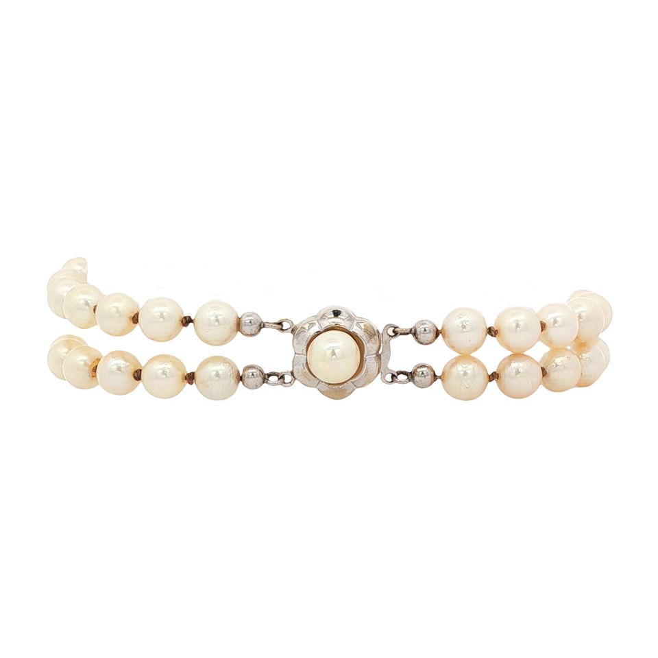 Vintage Pearl Bracelet with 14K White Gold Clasp