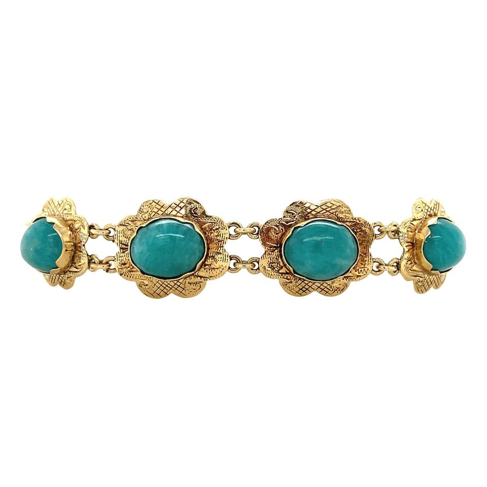 Vintage 14K Gold Bracelet with Amazonite 17.5 cm