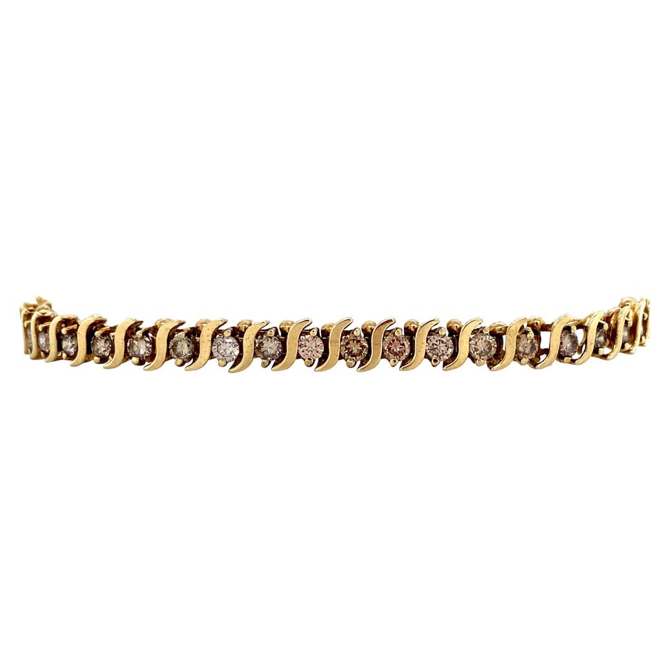 Vintage 14K Gold Tennis Bracelet with Diamond 18 cm