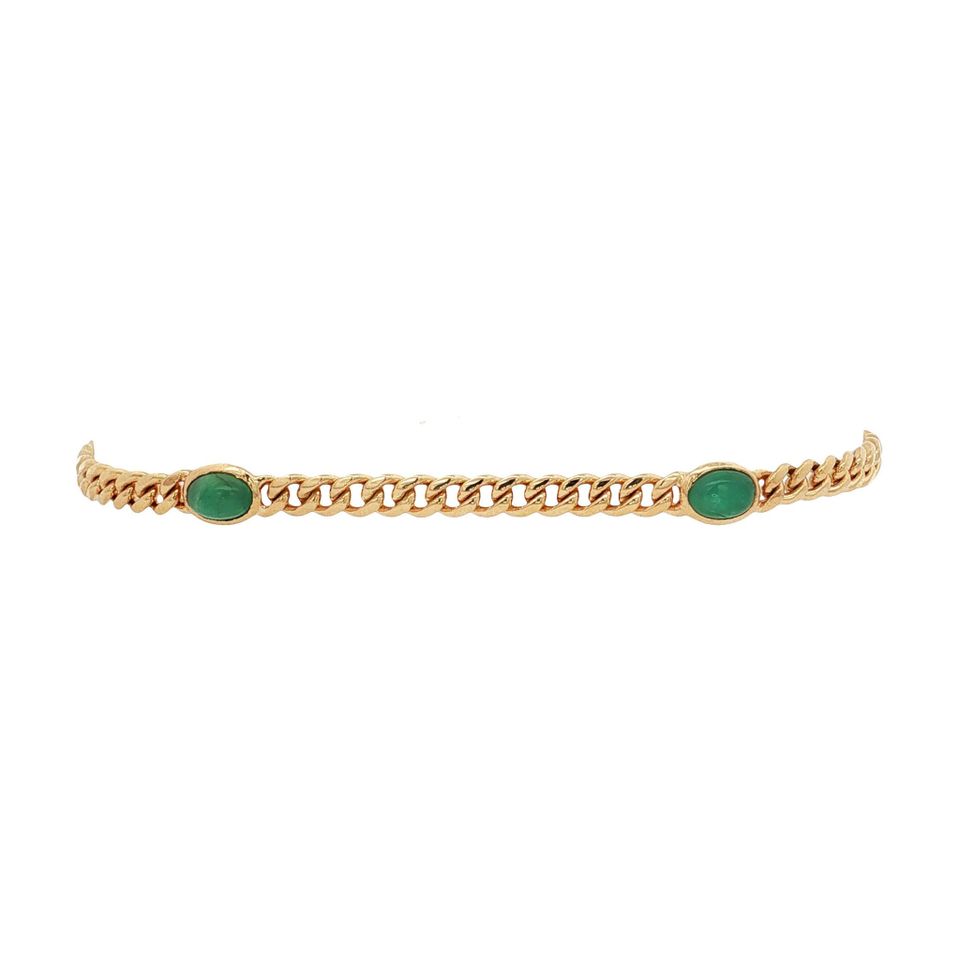 Vintage 18K Gold Curb Bracelet with Emerald