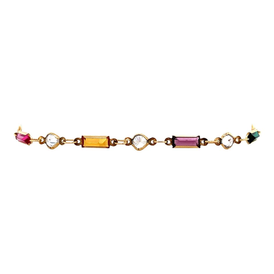 Vintage 14K Gold Bracelet with Colored Stone 19 cm