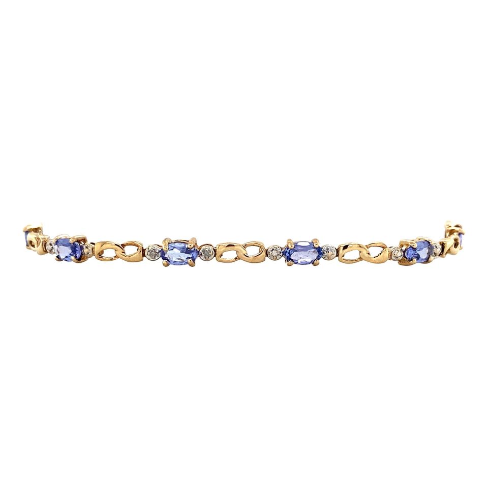 Vintage 9K Gold Bracelet with Tanzanite and Diamond