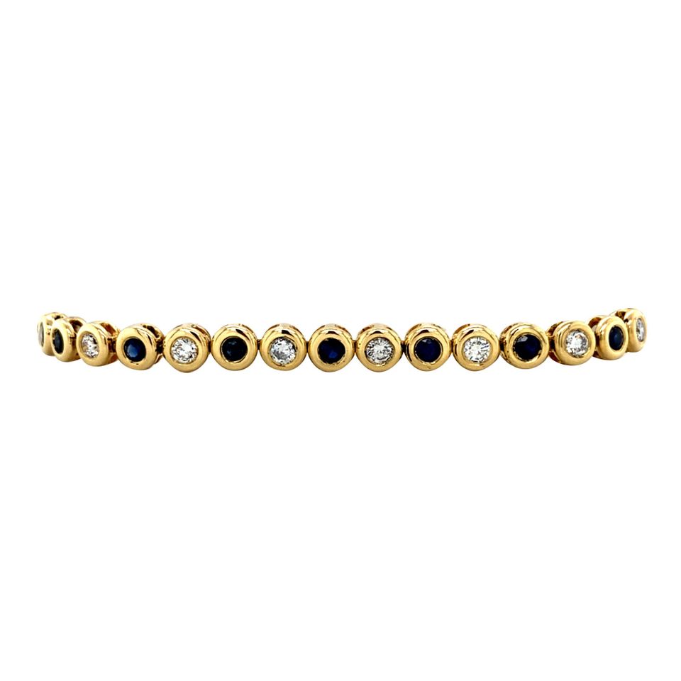 Vintage 18K Gold Tennis Bracelet with Sapphire and Diamond