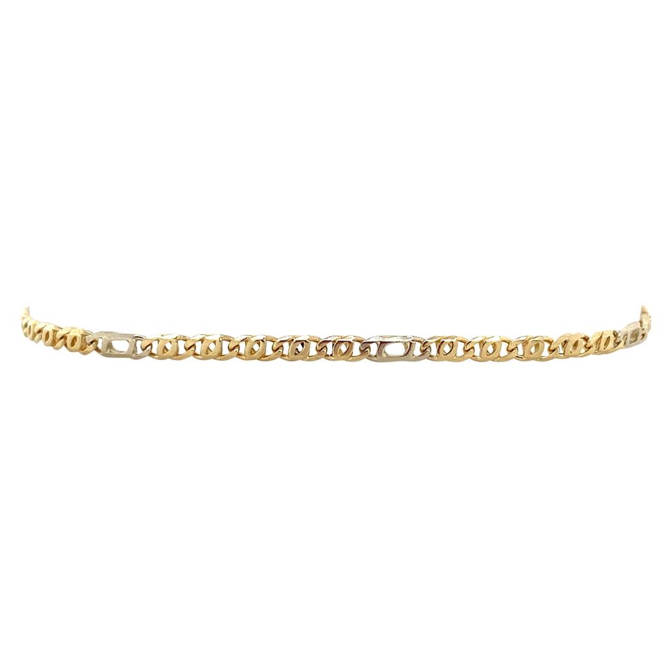 Vintage 14K Two Tone Gold Figaro Bracelet