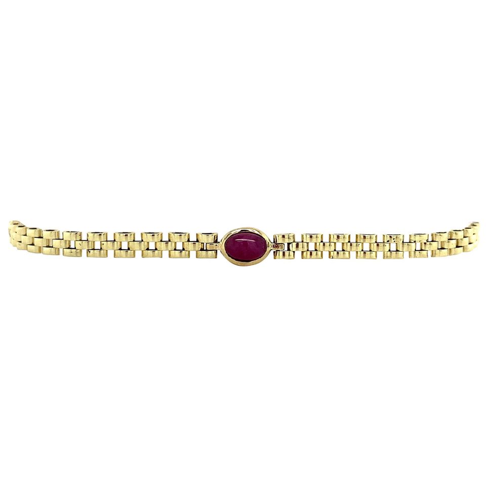 Vintage 14K Gold Bracelet Bismarkt with Ruby, Sapphire and Emerald 19 cm