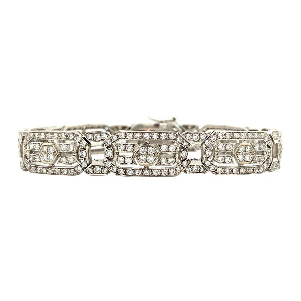 Vintage 18K White Gold Bracelet with Diamond 18.5 cm