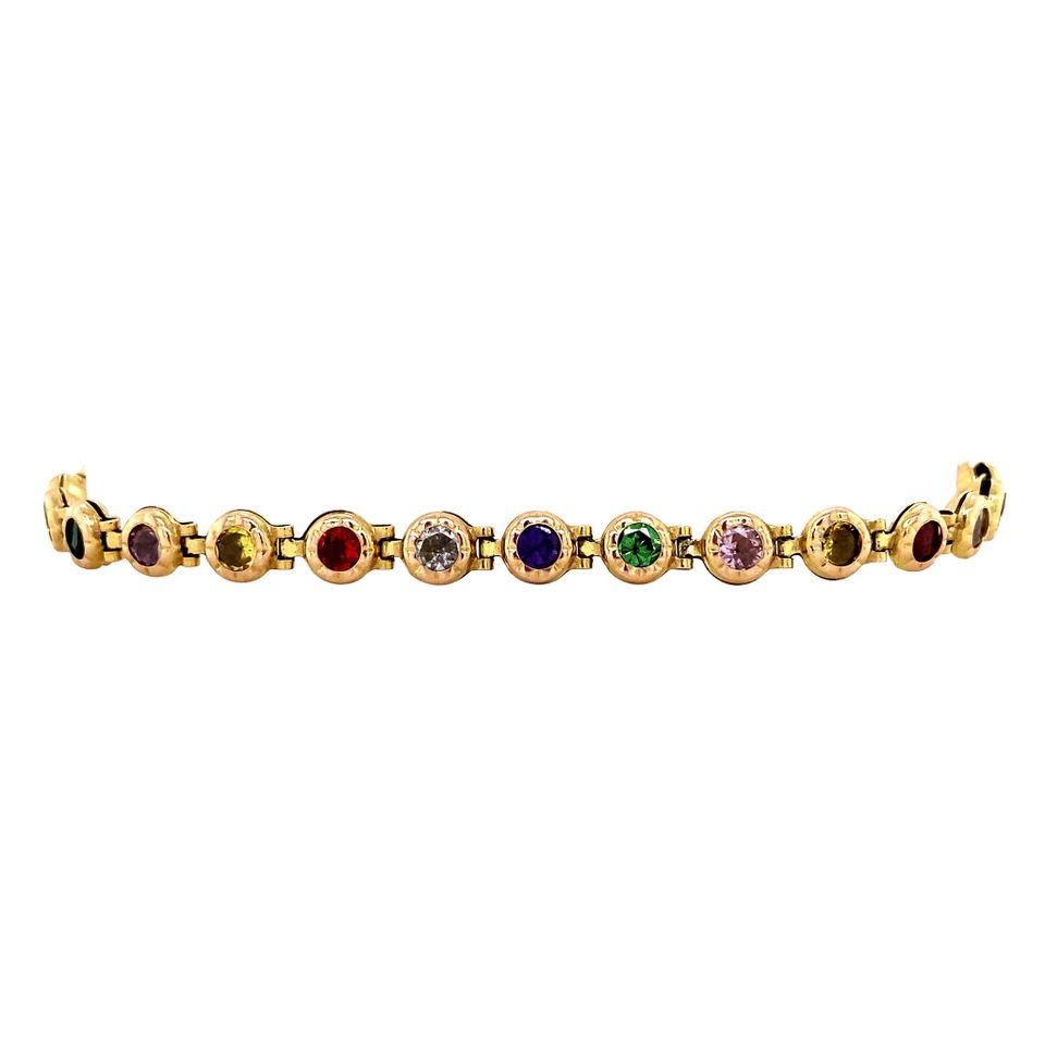 Vintage 14K Gold Bracelet with Cubic Zirconia 19 cm