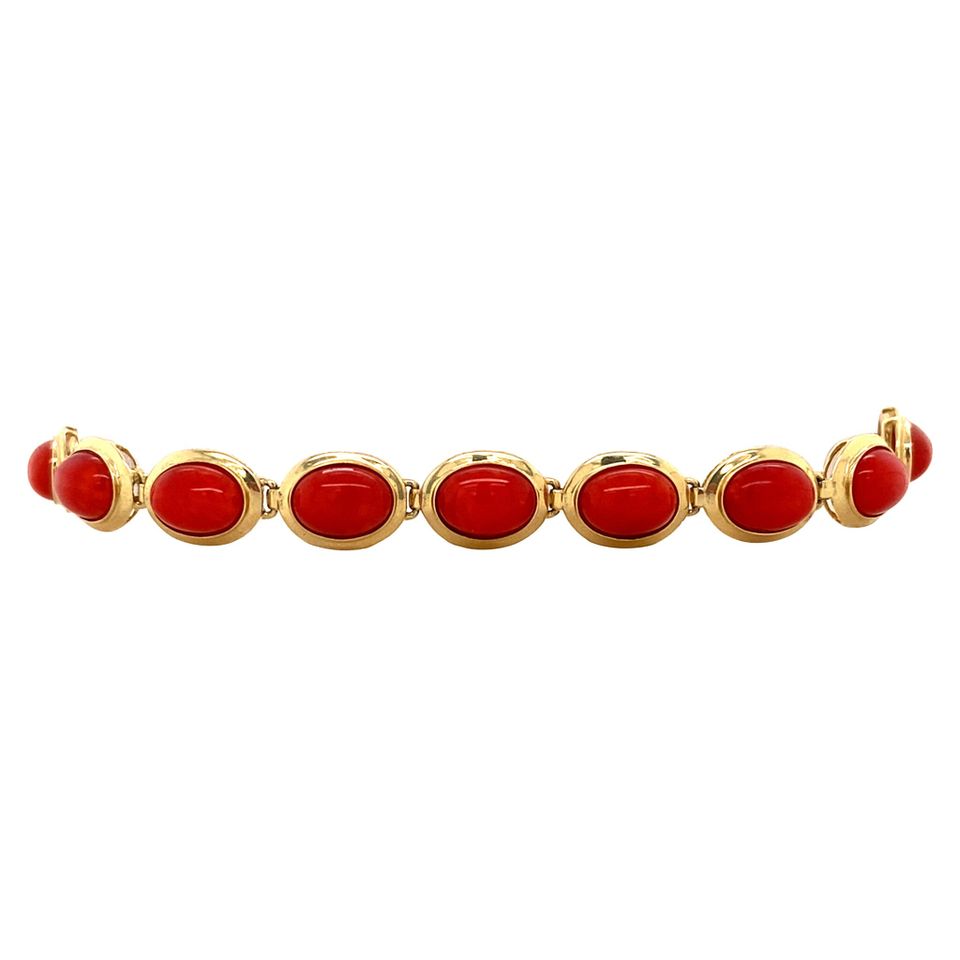 Vintage 14K Gold Bracelet with Red Coral