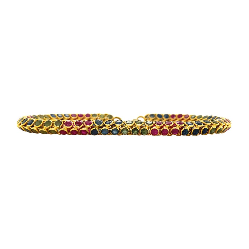 Vintage 18K Gold Bracelet with Sapphire, Emerald and Ruby 18 cm