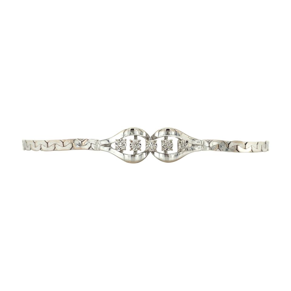 Vintage 14K White Gold Bracelet with Diamond