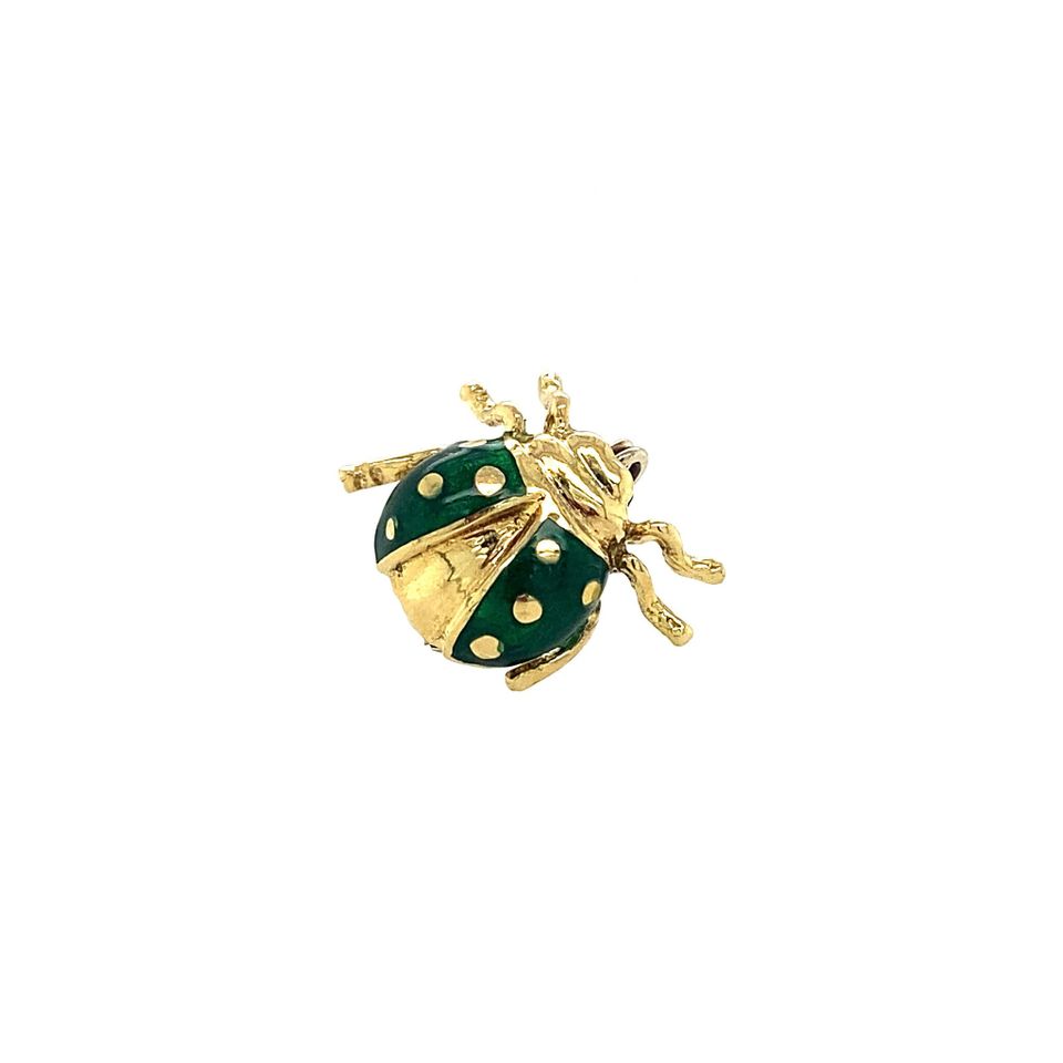 Vintage 18K Gold Brooch Lieveheersbeestje with Enamel