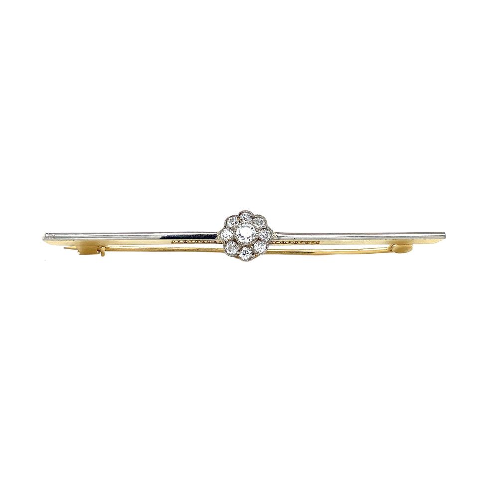 Vintage 14K Gold Brooch with Diamond