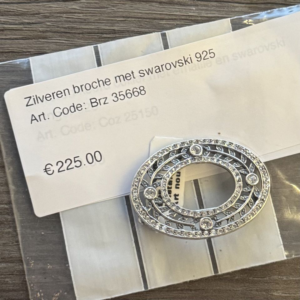 Vintage Sterling Silver Brooch with Swarovski