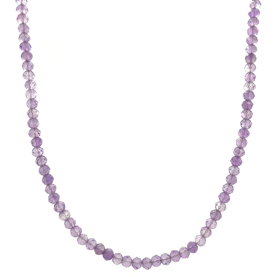 Vintage Amethyst Necklace with 14K Gold Clasp 40.5 cm