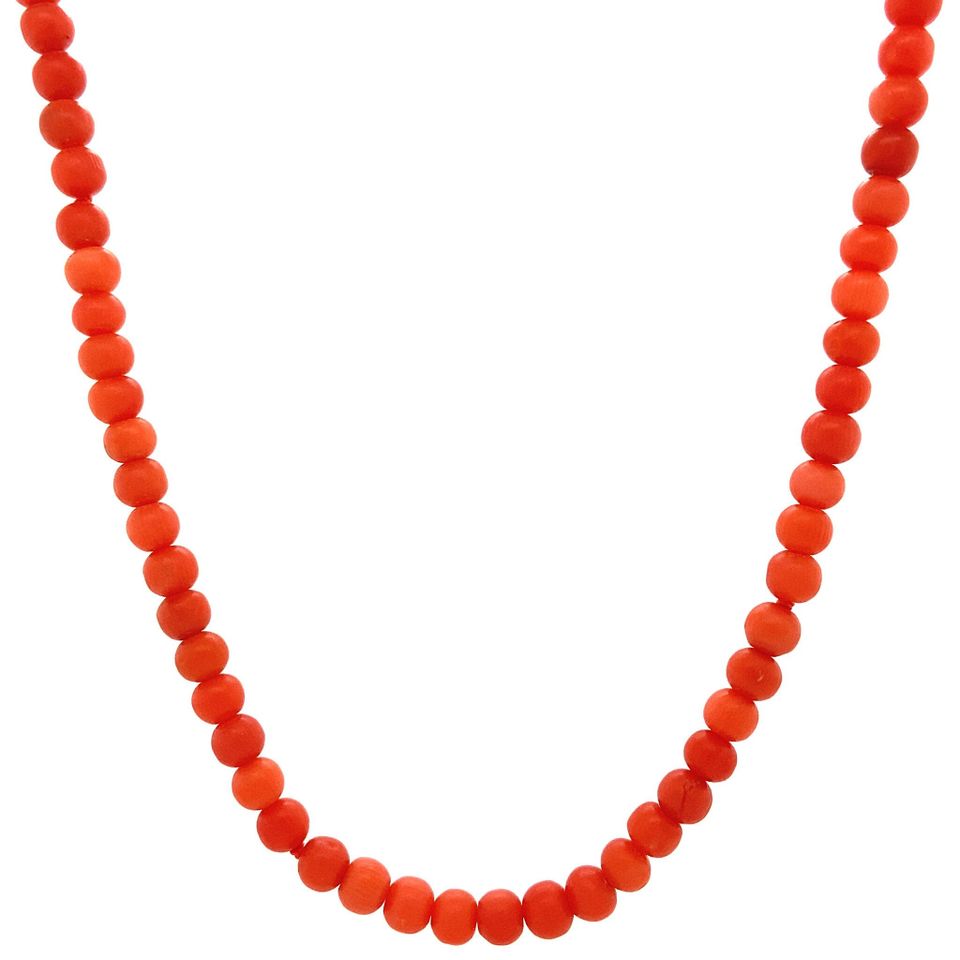 Vintage Red Coral Necklace with 14K Gold Clasp 43.5 cm