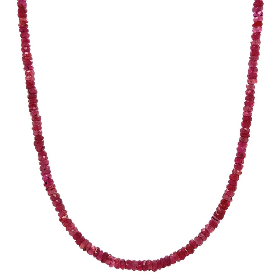Vintage Ruby Necklace with 14K Gold Clasp 41 cm