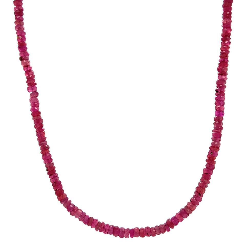 Vintage Ruby Necklace with 14K Gold Clasp 45 cm