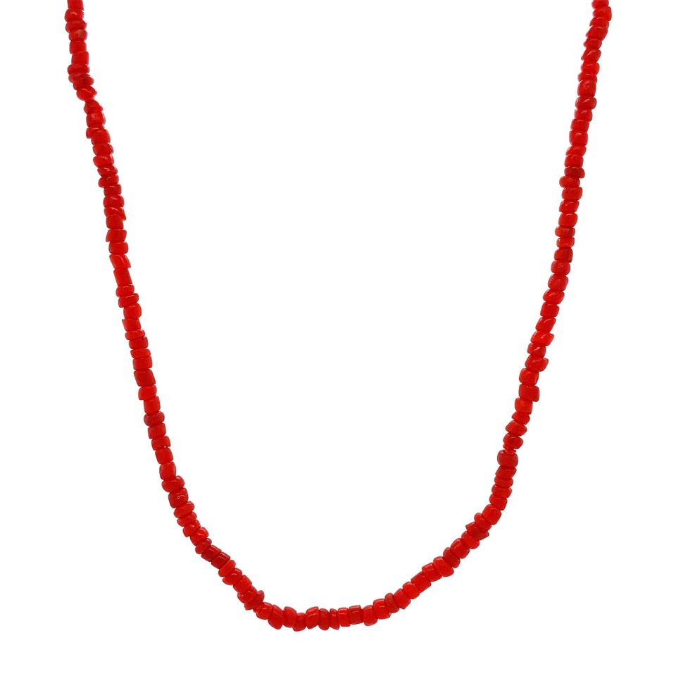 Vintage Red Coral Necklace with 14K Gold Clasp 38.5 cm