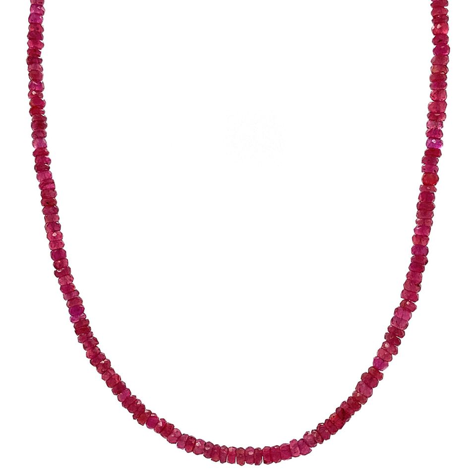 Vintage Ruby Necklace with 14K Gold Clasp 42 cm