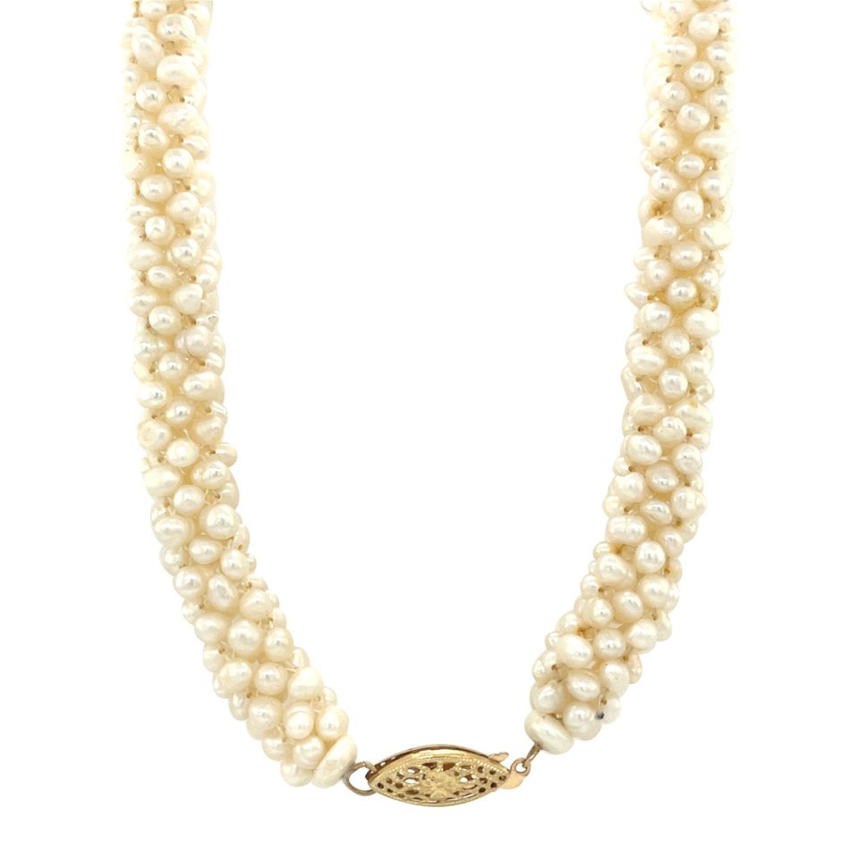 Vintage Pearl Necklace with 14K Gold Clasp