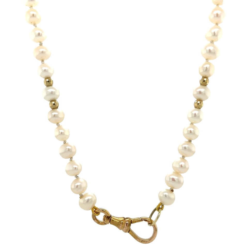 Vintage Pearl Necklace with 14K Gold Clasp 42.5 cm