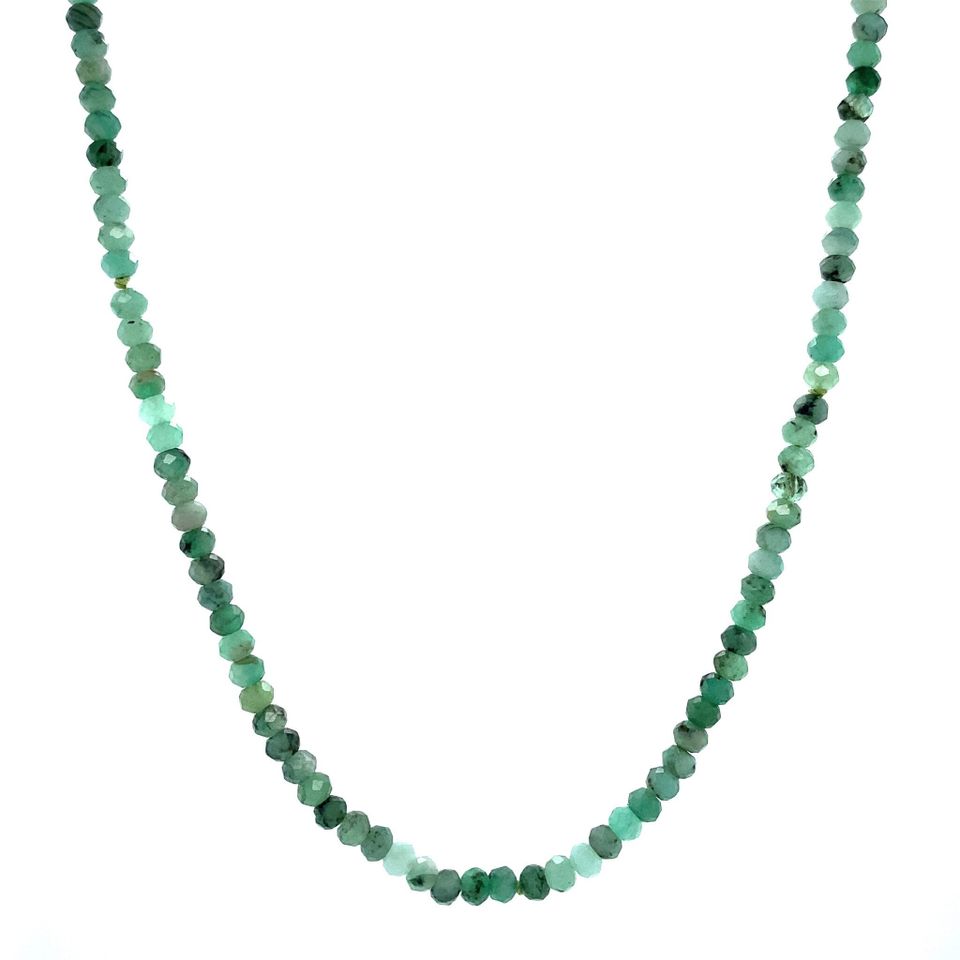 Vintage Emerald Necklace with 14K Gold Clasp 38.5 cm