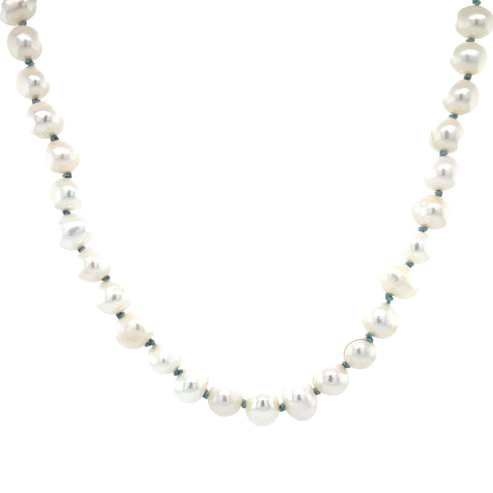 Vintage Pearl Necklace with 14K Gold Clasp 48 cm