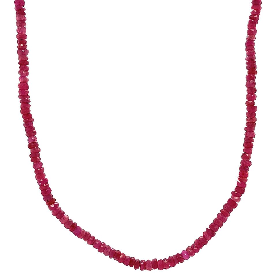 Vintage Ruby Necklace with 14K Gold Clasp 41 cm