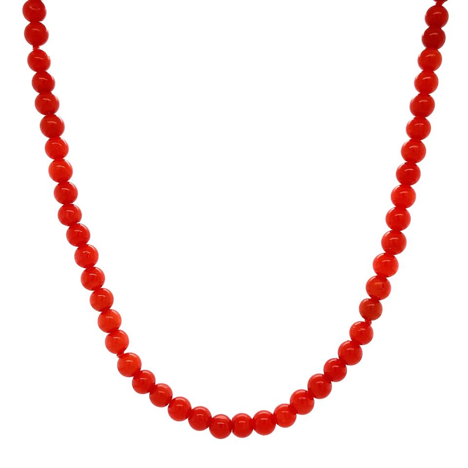 Vintage 14K Gold Red Coral Necklace 41 cm