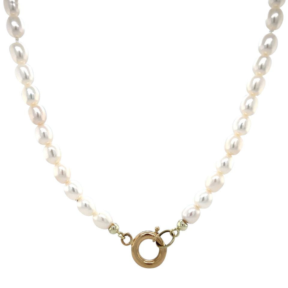 Vintage Pearl Necklace with 14K Gold Clasp