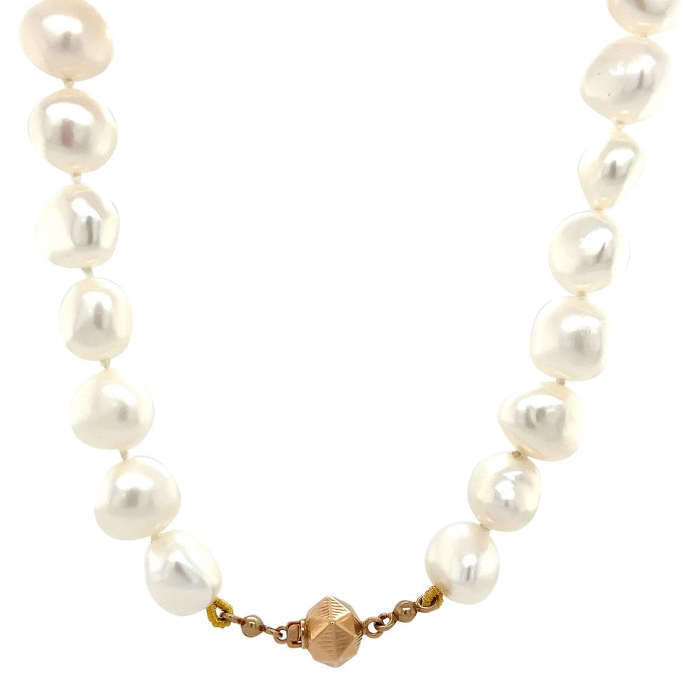 Vintage Pearl Necklace with 14K Gold Clasp