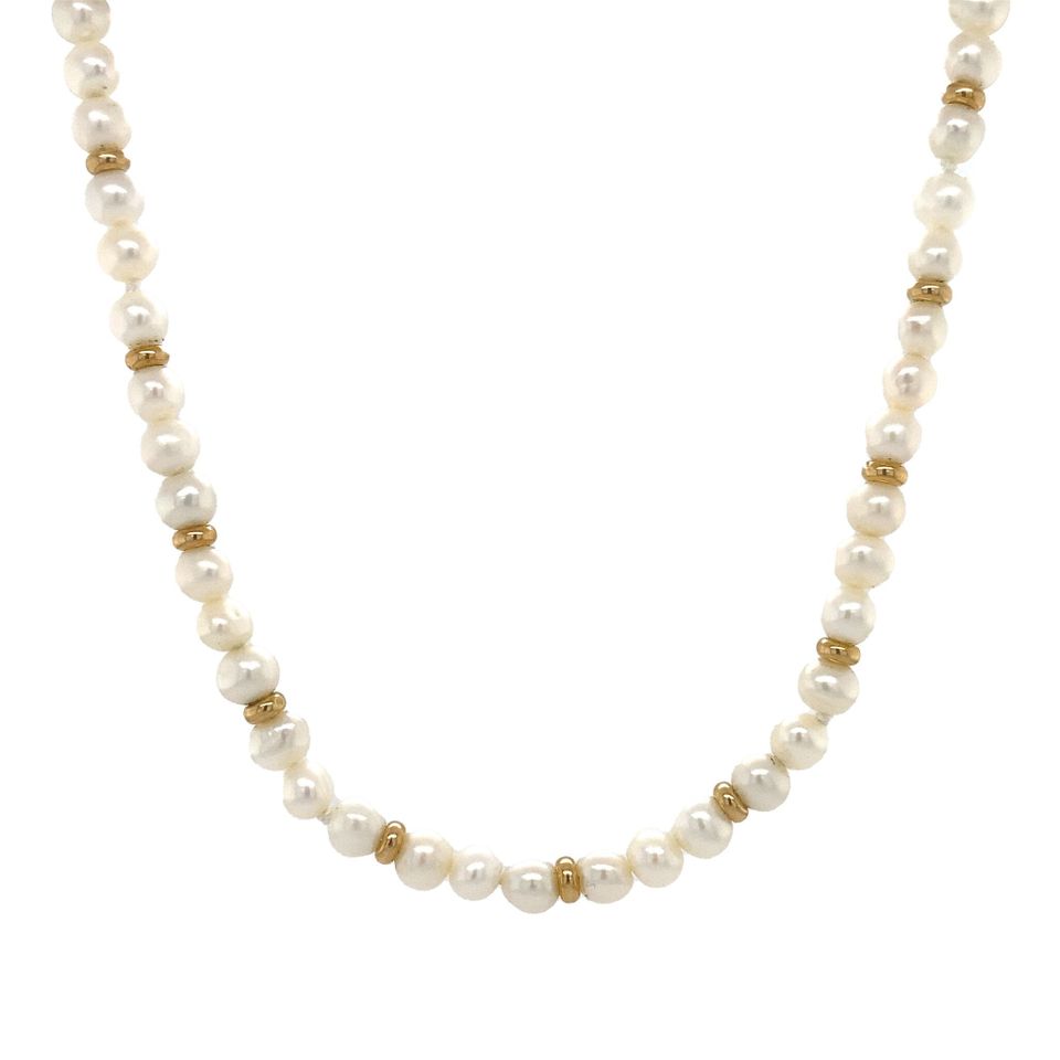 Vintage 14K Gold Pearl Necklace 46 cm