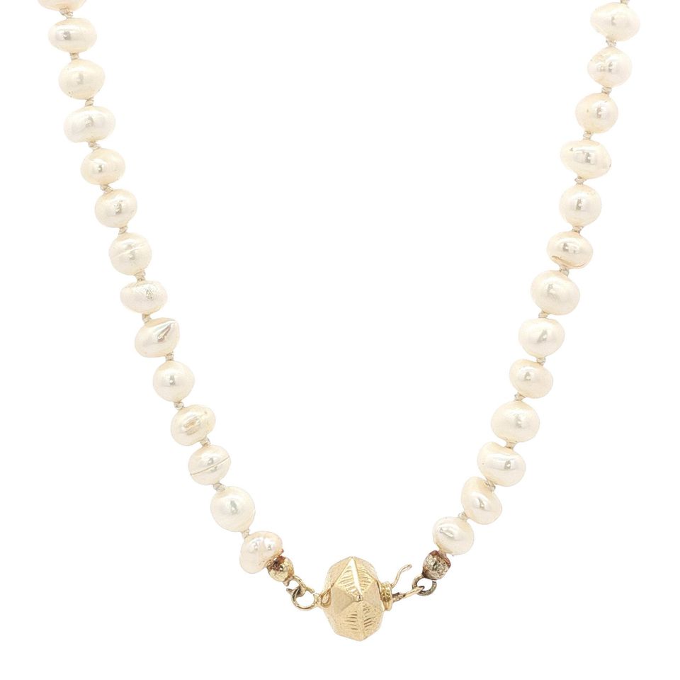 Vintage Pearl Necklace with 14K Gold Clasp
