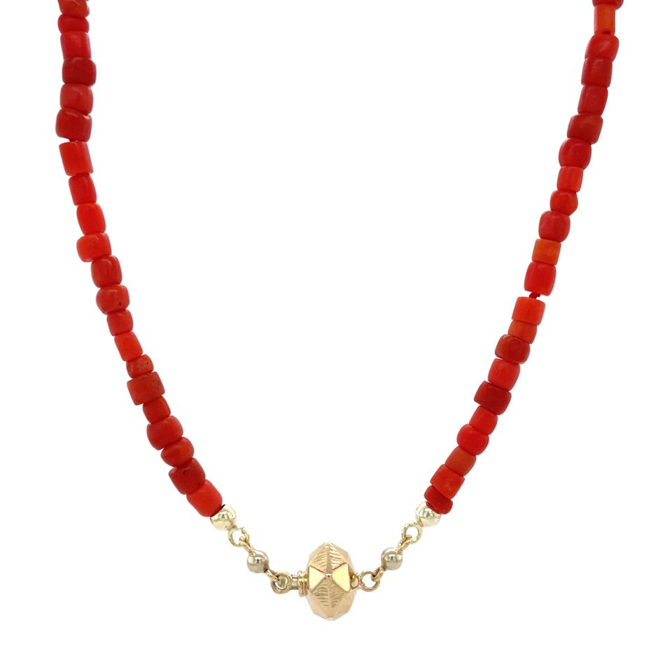 Vintage Red Coral Necklace with 14K Gold Clasp