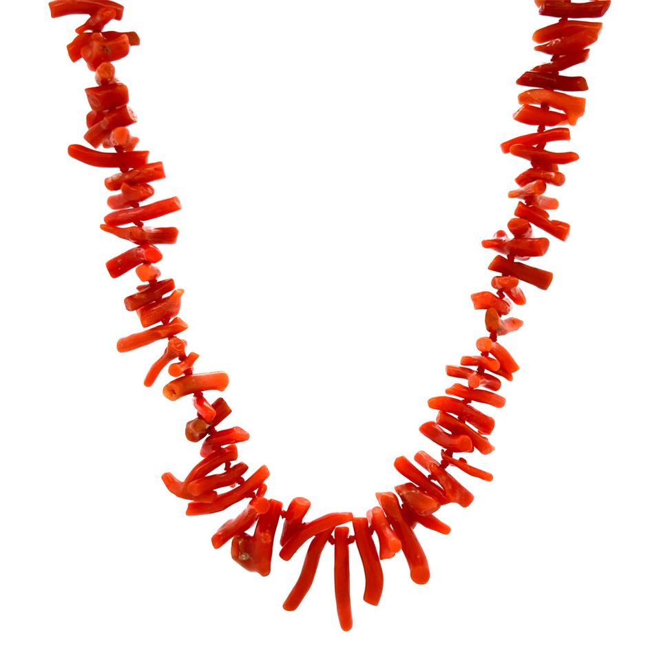 Vintage Red Coral Necklace with 14K Gold Clasp